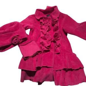 Mack & co 3t hot pink fleece ruffle coat like new